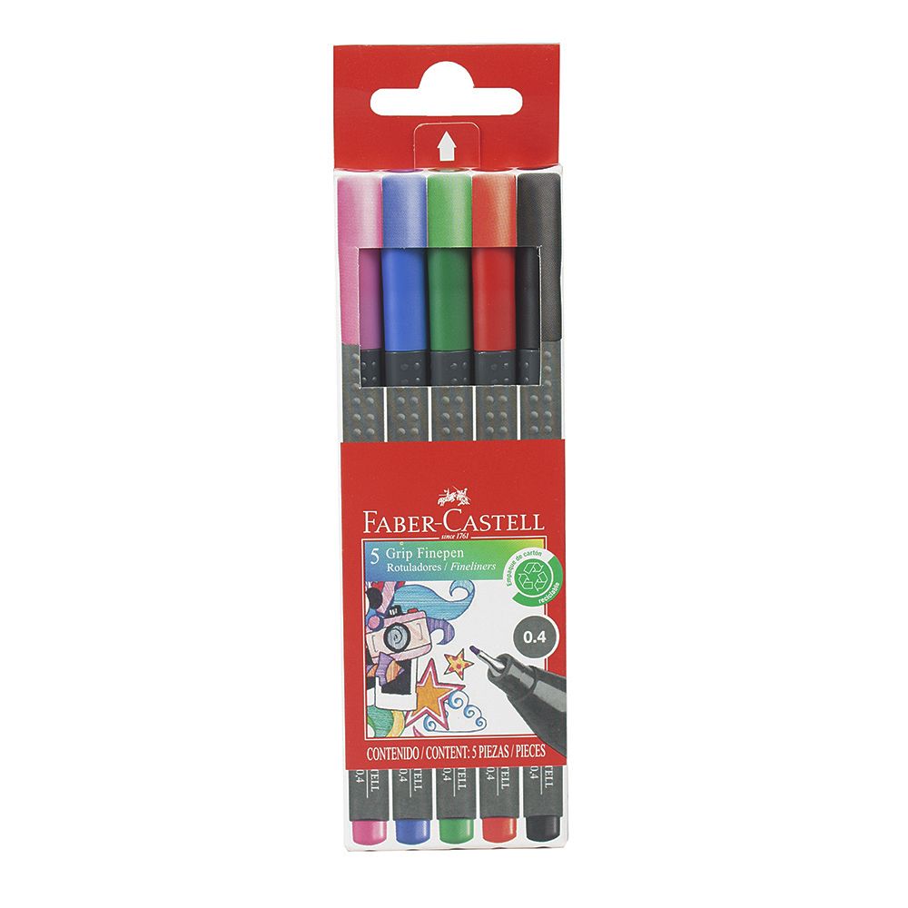 Faber Castell Grip Finepen Marker Pastel (Set/5)  451416