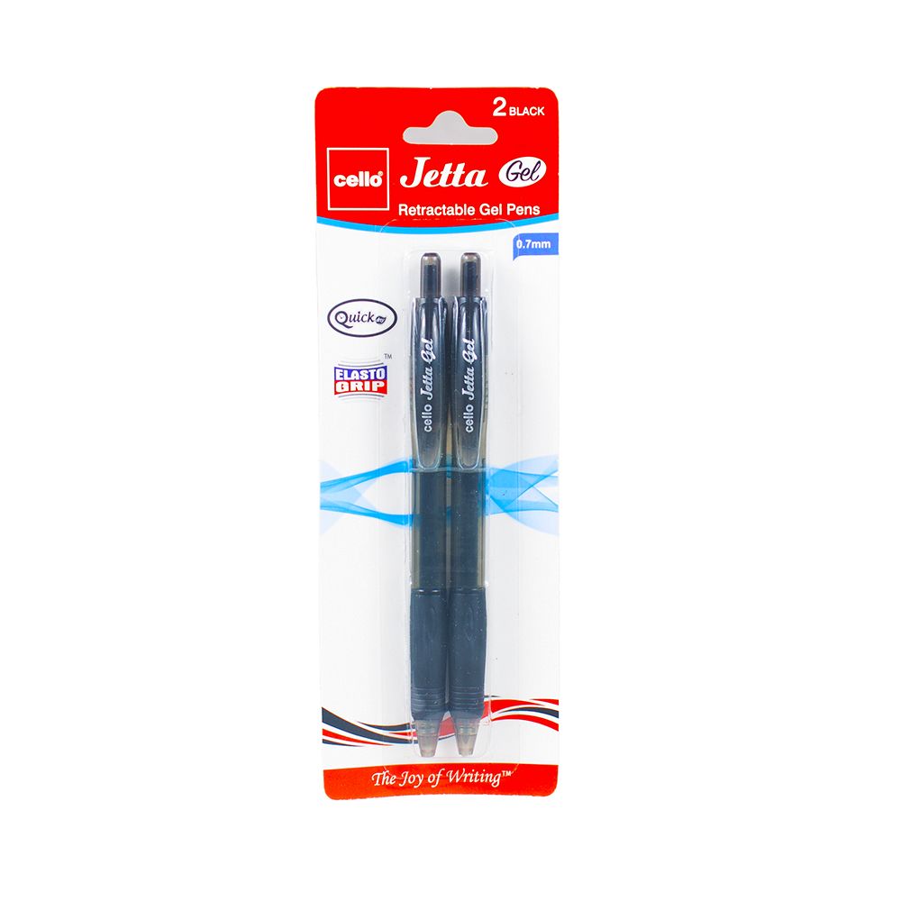 Cello Jetta Retractable Gel Pen 0.7mm Black ea-pk/2 153420