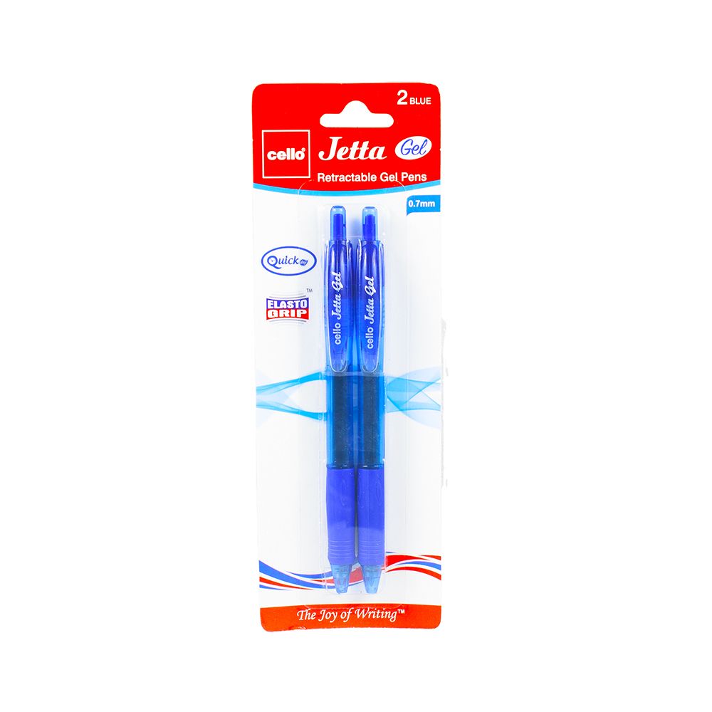 Cello Jetta Retractable Pen Gel 0.7mm Blue  ea-pk/2 153437
