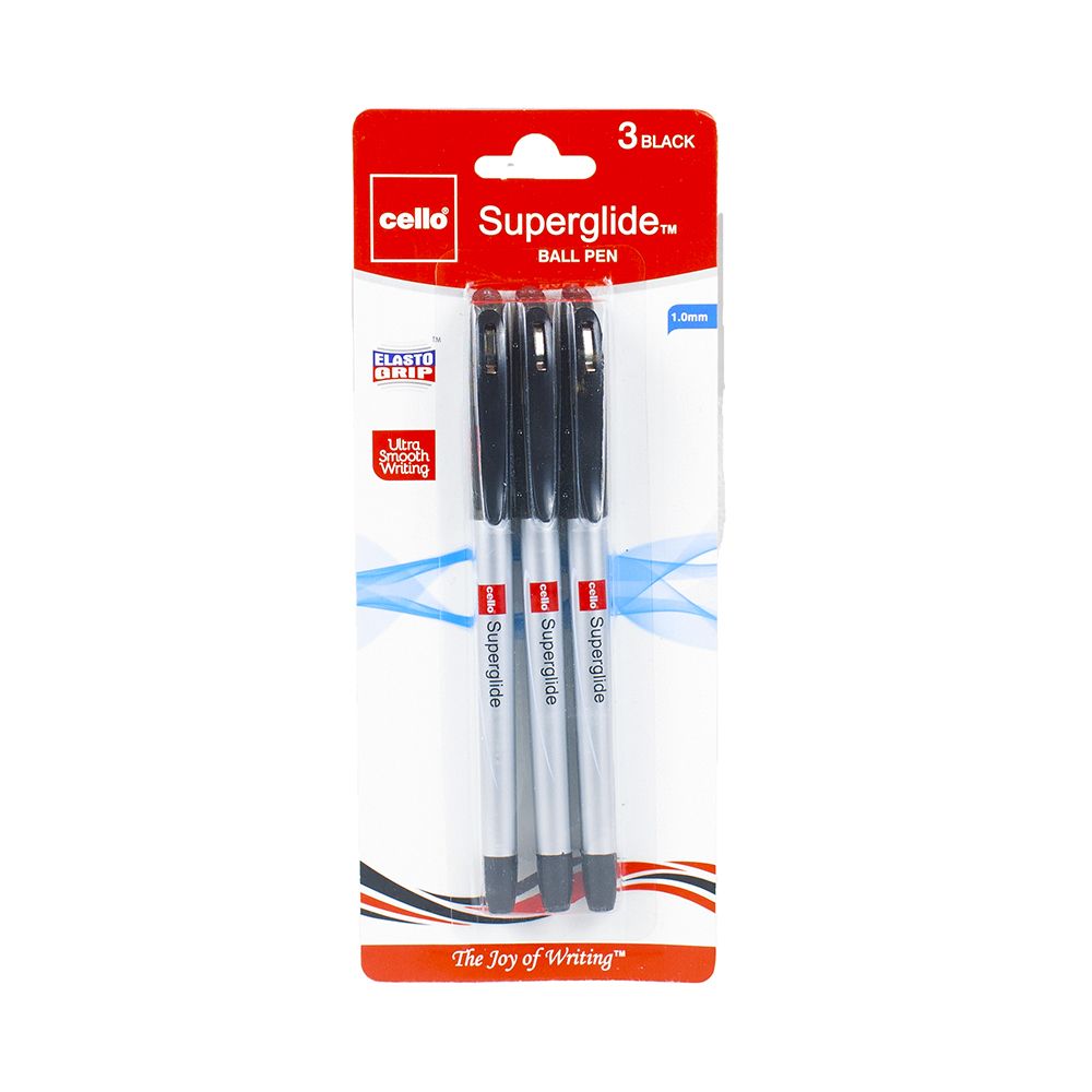 Cello Superglide Ballpoint Pen 1mm Black ea-pk/3 153277