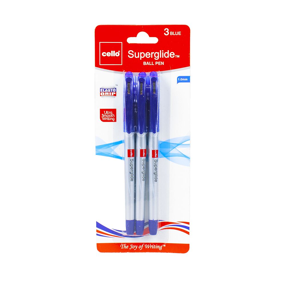 Cello Superglide Ballpoint Pen 1mm Blue   ea-pk/3 153284