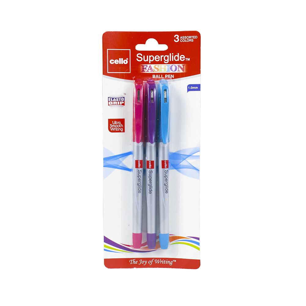 Cello Superglide Ballpoint Pen 1mm Fashion ea-pk/3 assorted 153390