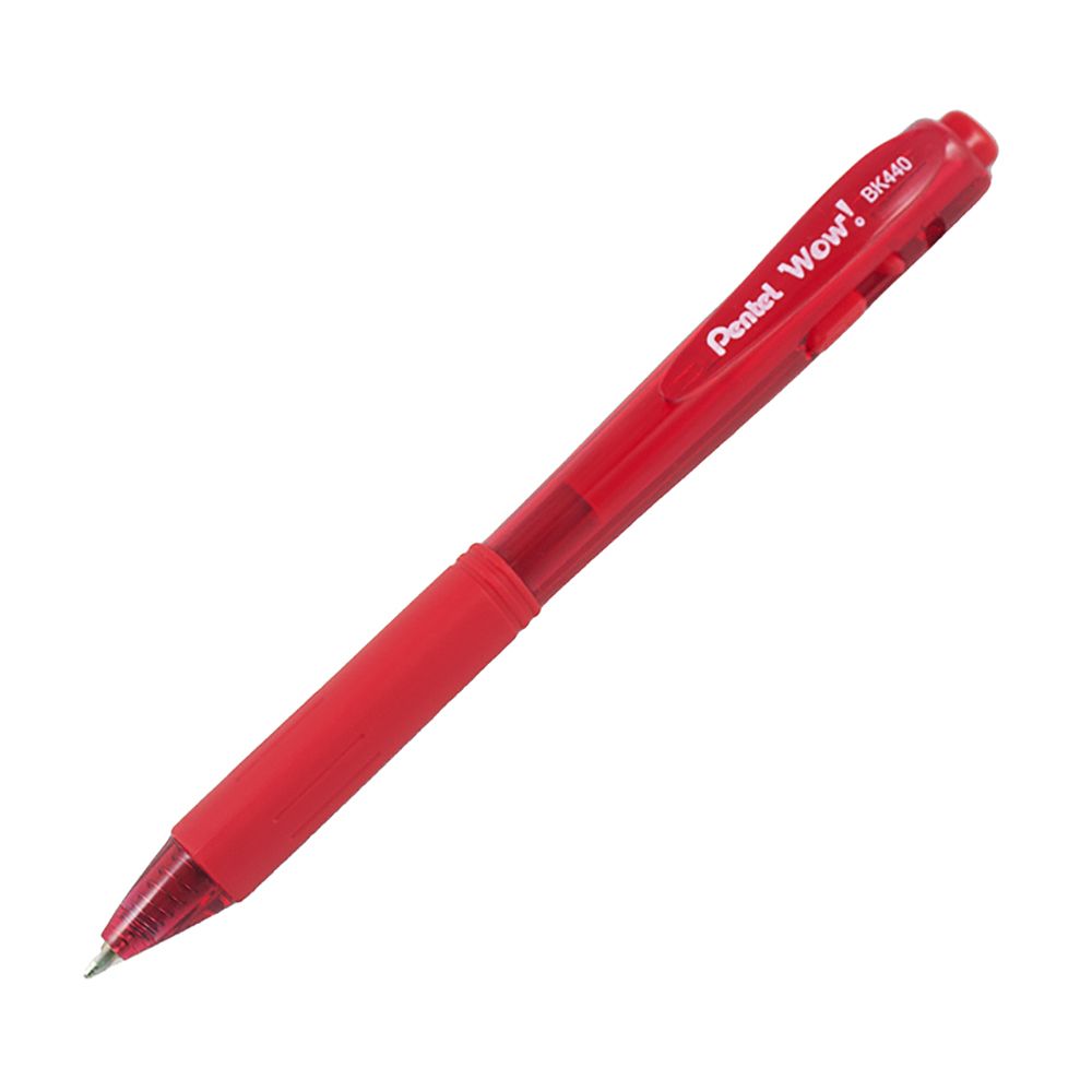 Pentel WOW! Retractable Stick Pen Medium Red   BK440-B
