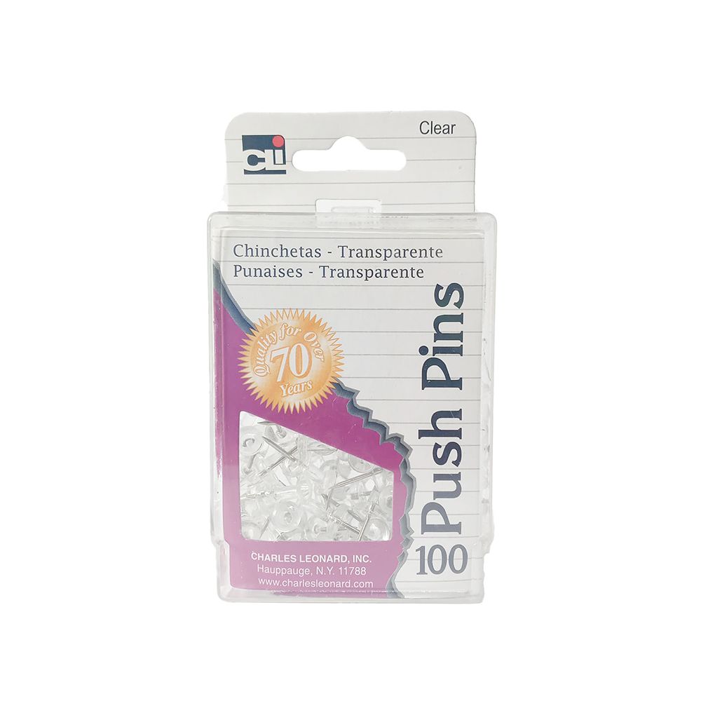 Charles Leonard Clear Push Pin 200-CL