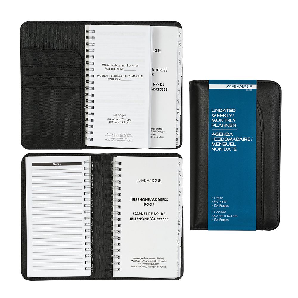 Merangue Undated Planner Black 3.25 x 6.75  1028-0940