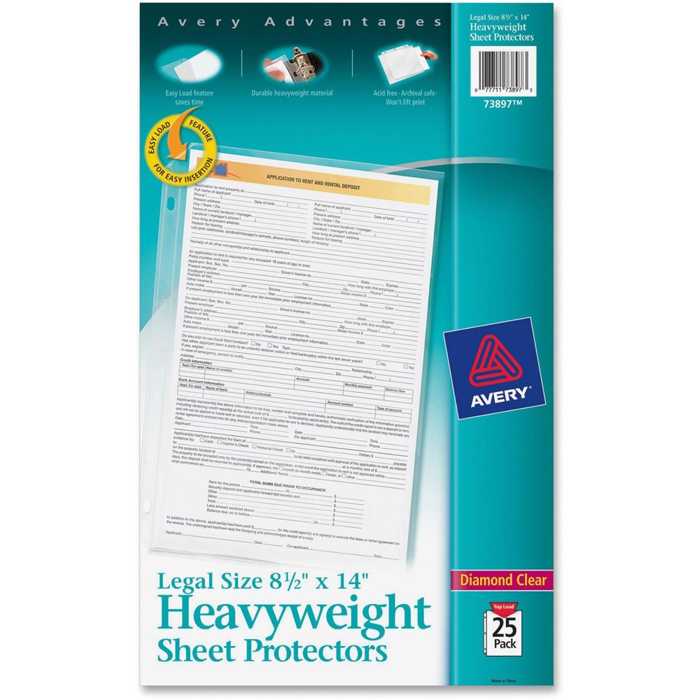 Avery Sheet Protector  Heavy Weight Polypropylene Legal 73897