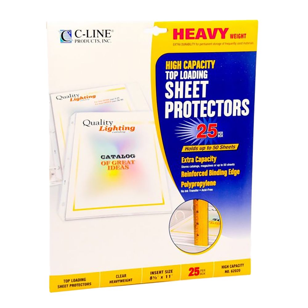 C-line Sheet Protector Top Loading  Letter Size  High Capacity 62020    ea-pk/25