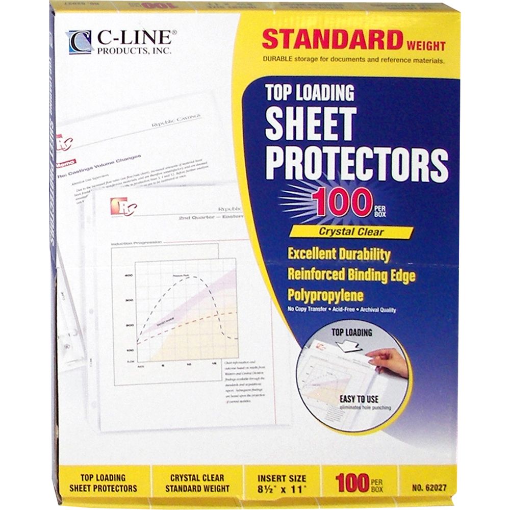 C-line Sheet Protector  Top Loading  Letter Size  62027 per sheet