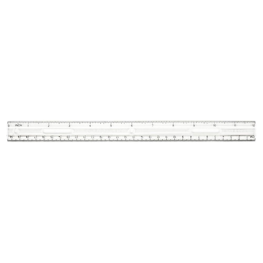 CLI Clear 12 inch Plastic Ruler with Pencil Groove 77112