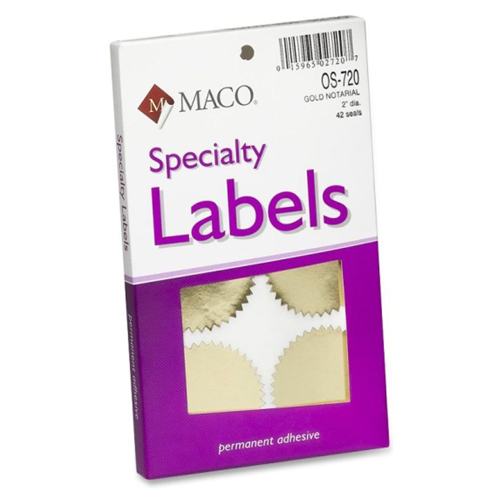 Maco Notarial Seal  2 inch Diameter  Gold              OS-720 ea-pk/42