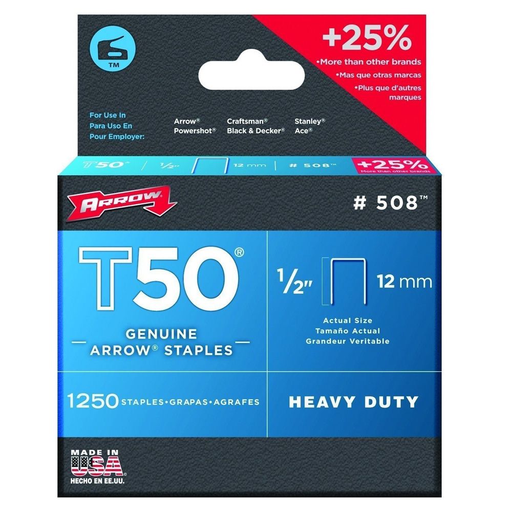 Arrow Staples T-50  1/2 inch     508ML  ea-bx/1250