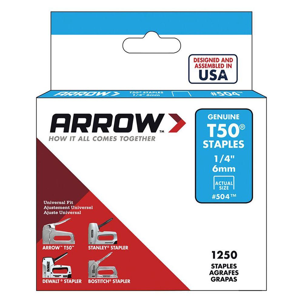 Arrow Staples   T-50  1/4 inch     504ML  ea-bx/1250