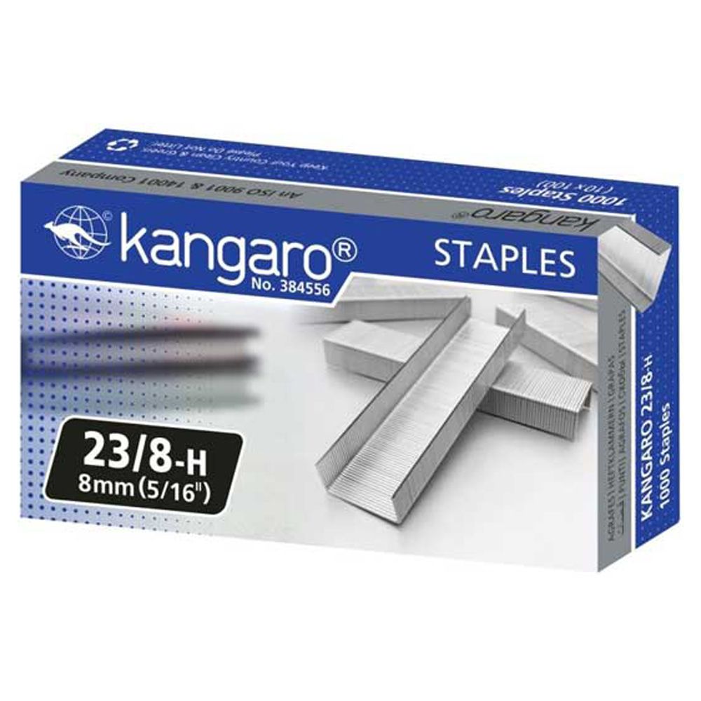Kangaro Staples 23/8  (8mm 5/16)      23/8-H  ea-bx/1000
