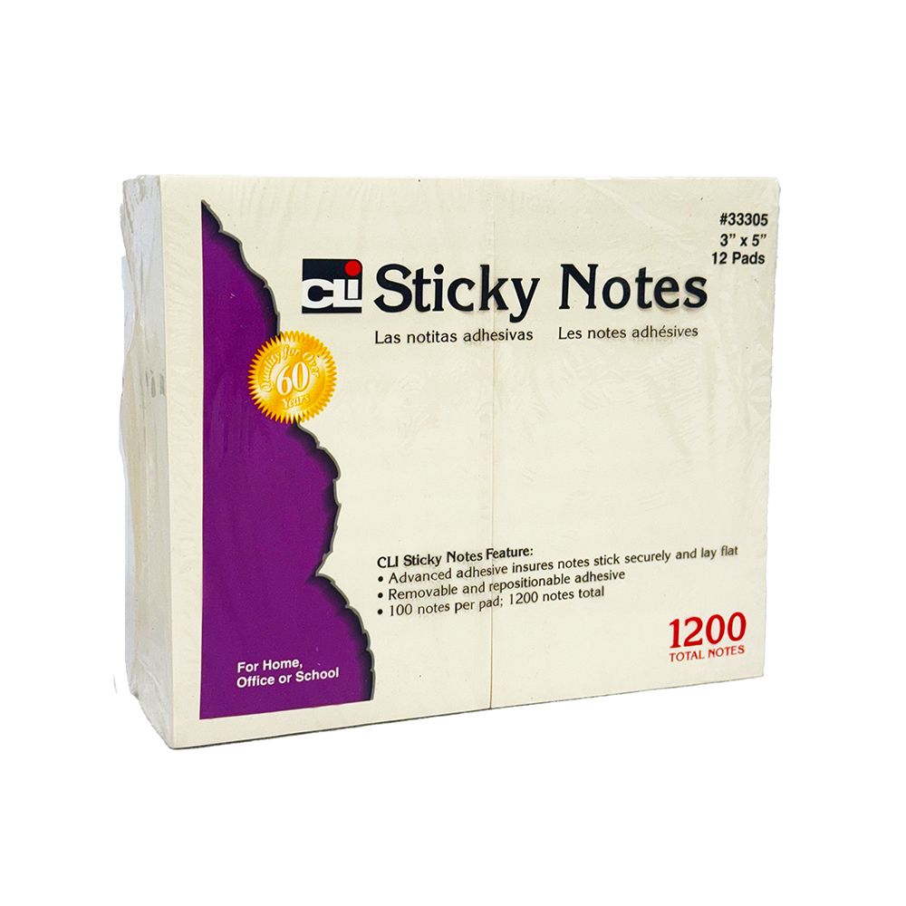 Charles Leonard Stick Note 3 x 5 Yellow (pk100) 33305