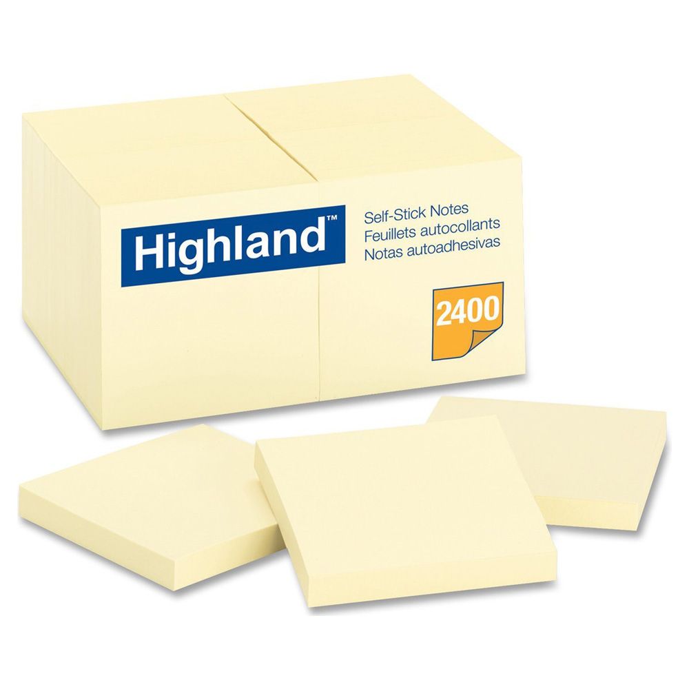 Highland Sticky Note 3 x 3 (24's) Yellow  654924YW per pad