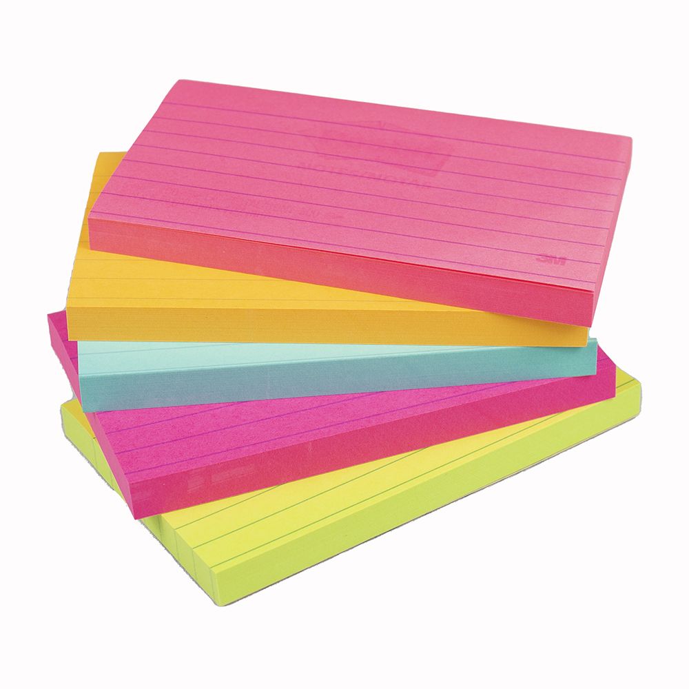 Highland Sticky Note 3 x 5 Ruled Neon Assorted Colours 635-5AN per pad
