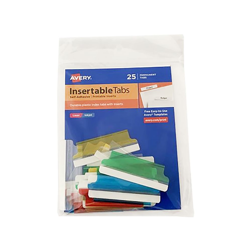 Avery Adhesive Insertable Tab 2 in  Assorted Colour 16239 ea-pk/25