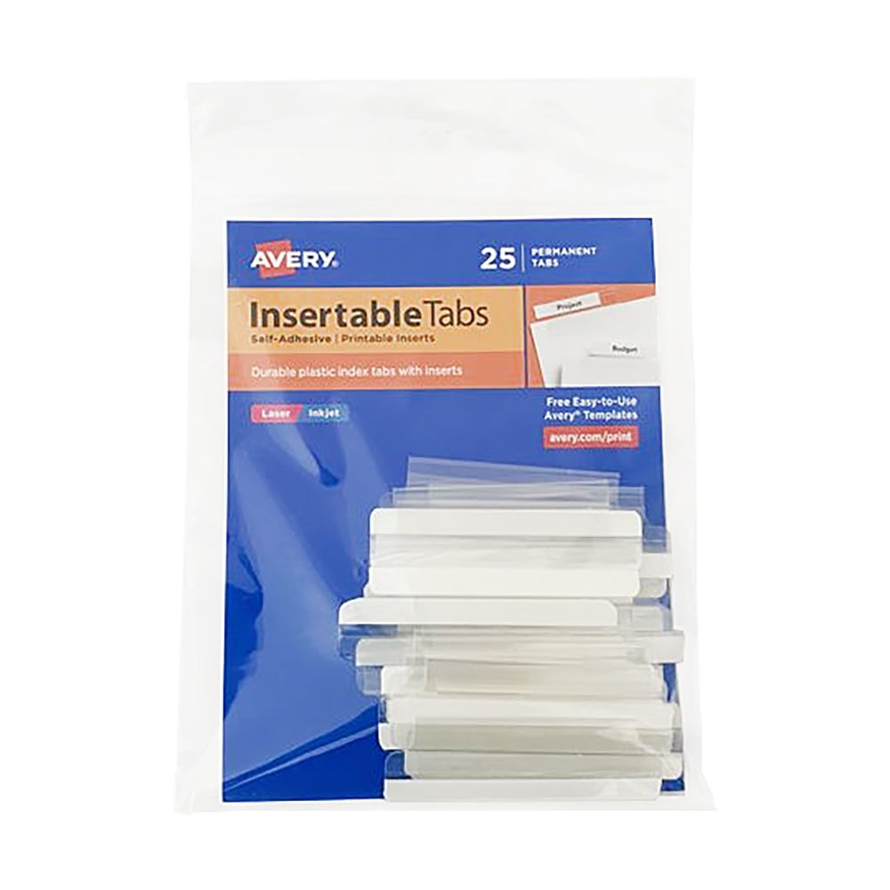 Avery Adhesive Insertable Tab 2 in Clear  16241 ea-pk/25