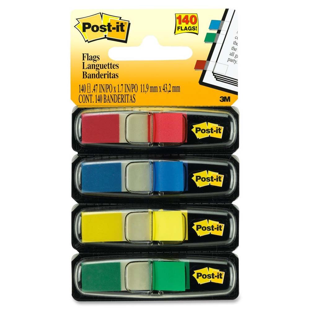 3M Post-it Tape Flag  Small (.47x1.7) 4 Colours 140 tabs    683-4