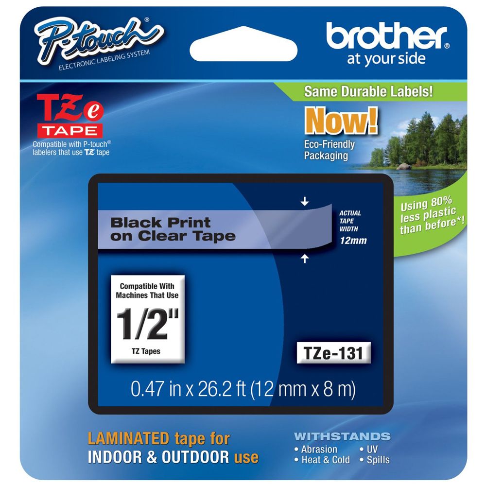 Brother P-Touch Tape TZe-131  1/2 inch  Clear