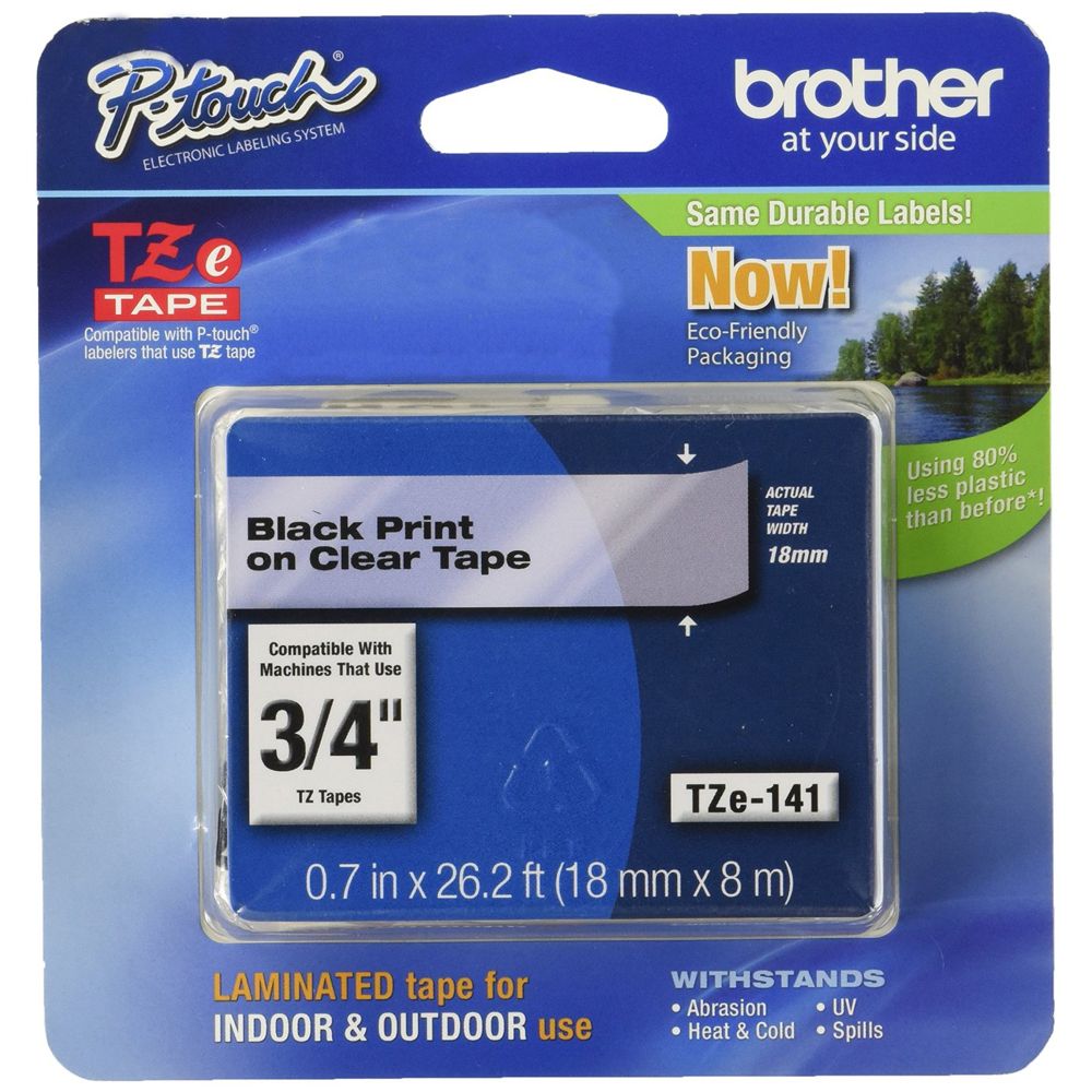 Brother P-Touch Tape TZ-141  3/4 inch  Clear