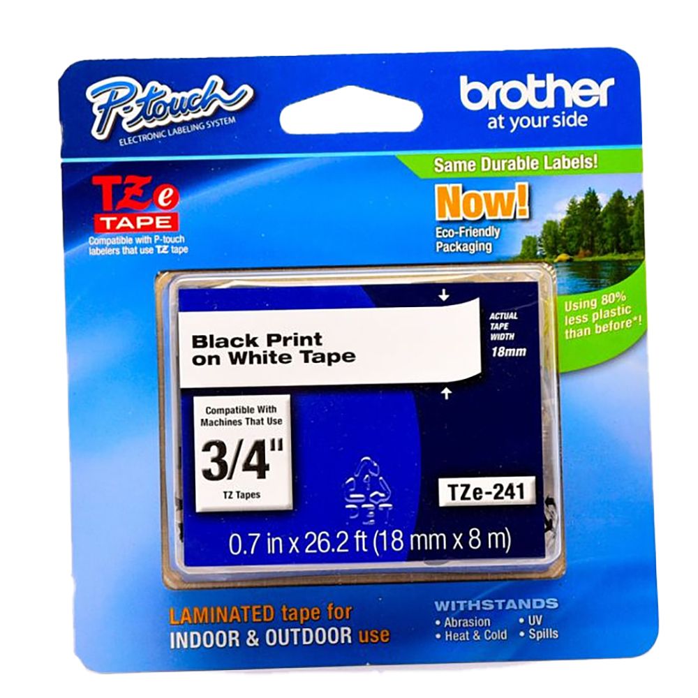 Brother P-Touch Tape TZ-241  3/4 inch  White