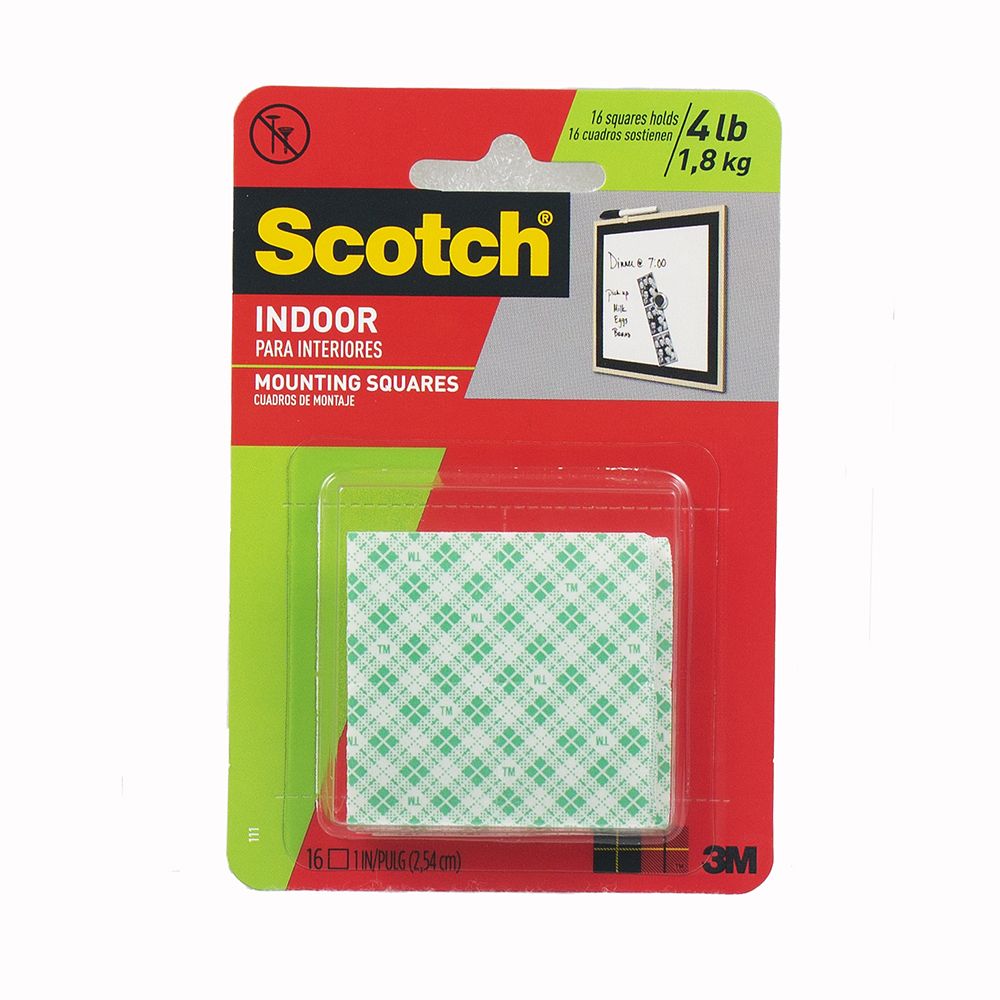 3M Mounting Scotch Tape  Indoor 1 inch Squares (4lbs)       CAT111
