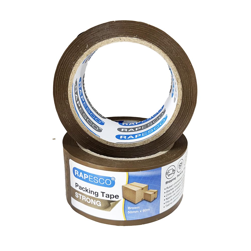 Rapesco Tan Sealing Tape (STRONG) (2in x 65.62 yards) 50mm x 60metres 1696ea