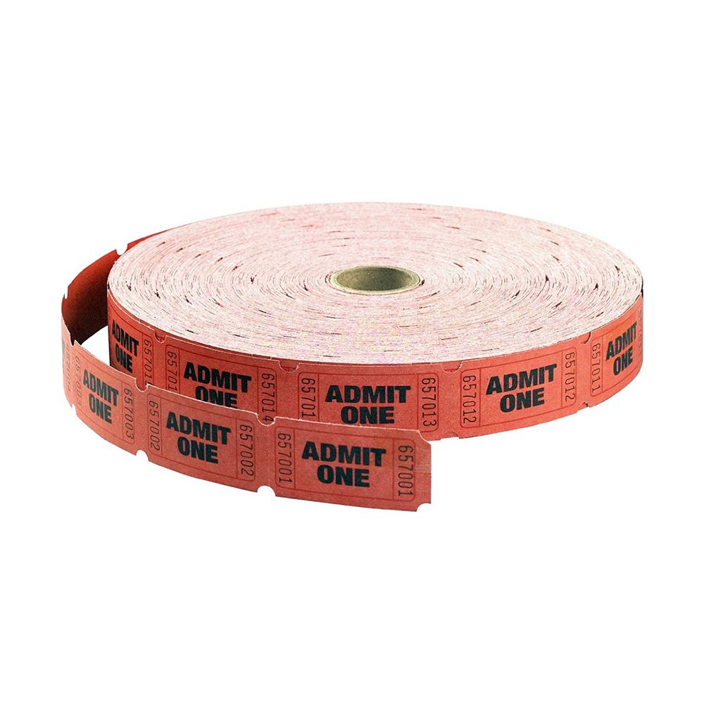 ITC  Admission Ticket  2M  Red  Single   85410 (ea Roll of 2000)