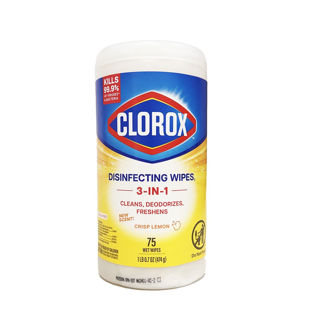 Clorox Disinfecting Wipes Crisp Lemon 3-in-1 75ct 1628