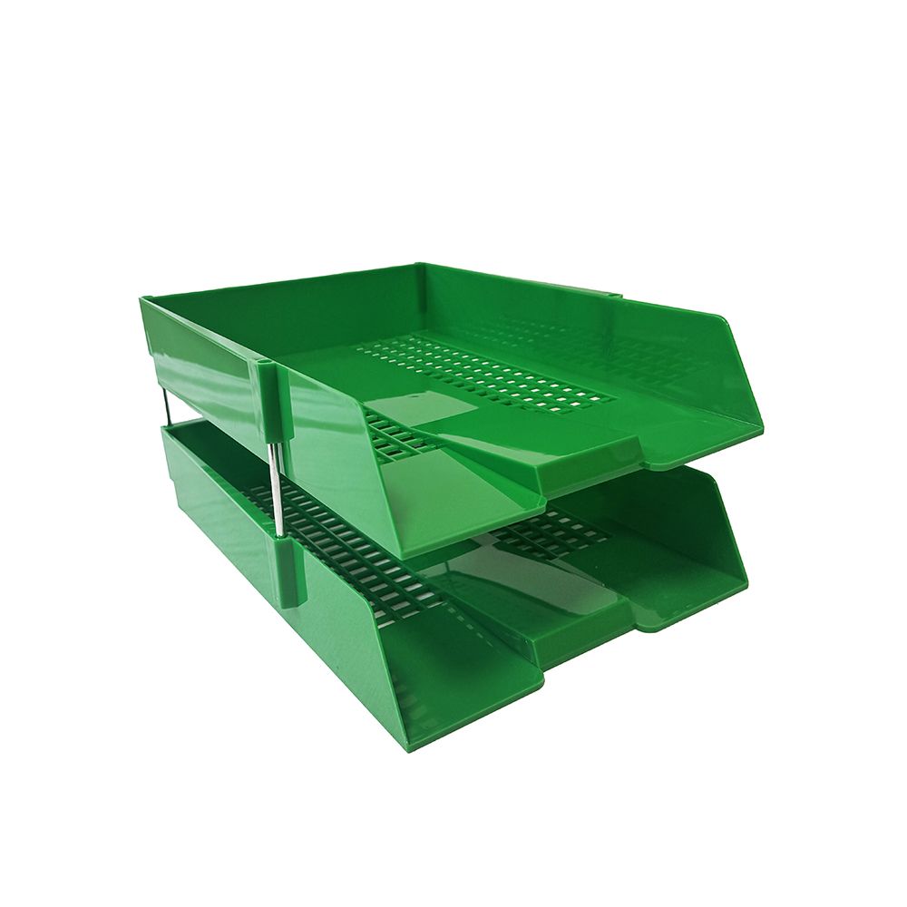 Letter Tray Green set of 2 with Risers