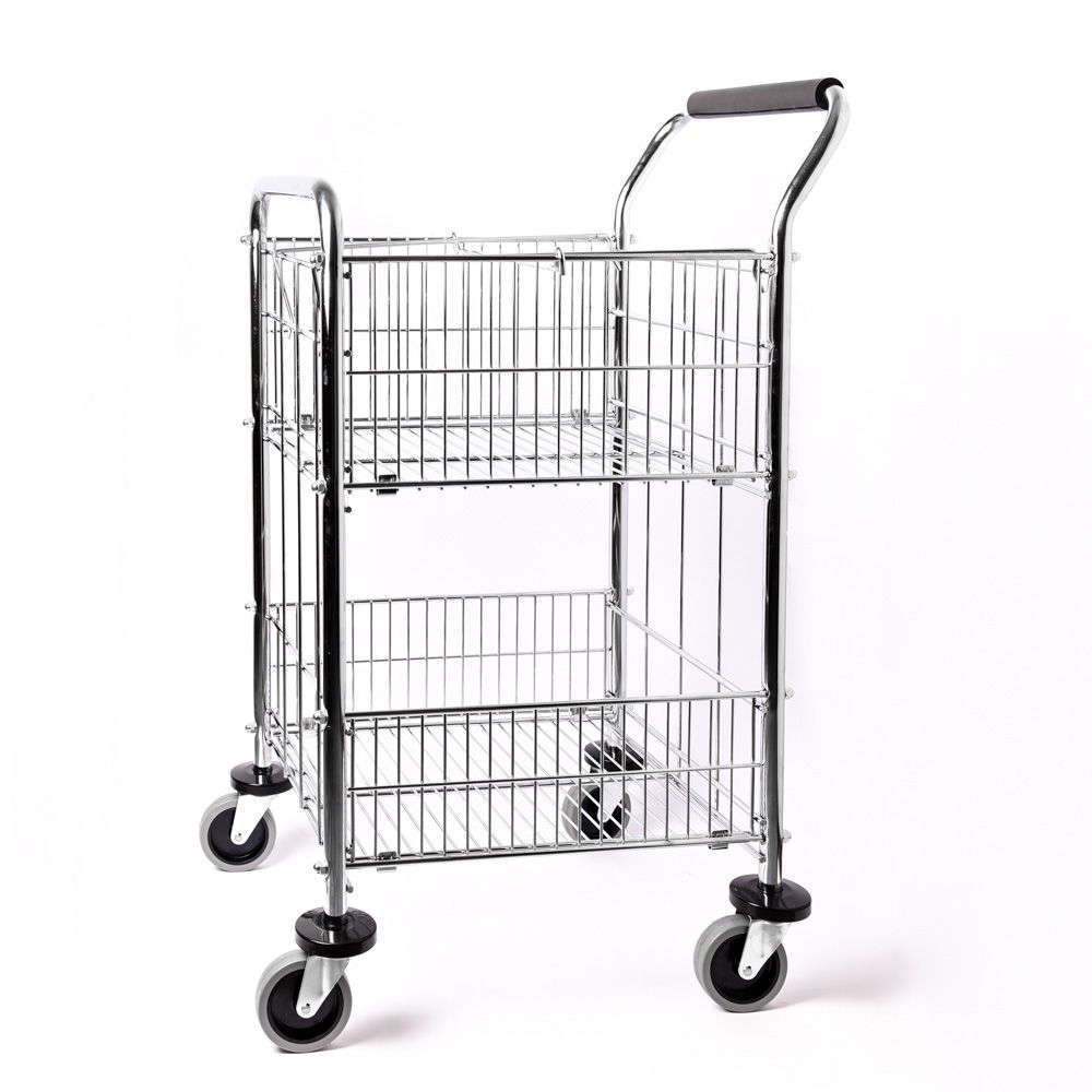 Q-Connect Mail Room Trolley 2-Basket Chrome SBY00016