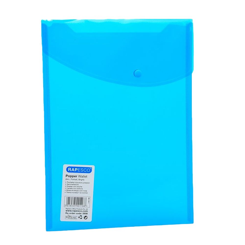 Rapesco Portrait Popper Wallet A4-Plus Bright Assorted Colours 0698