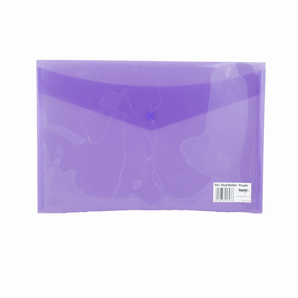 Tiger Document Wallet  Stud closure A4 Plus Purple 301393
